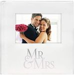 Malden International Designs Mr. & Mrs. Album with Memo & Photo Opening Cover Photo Album, 160-4x6, White