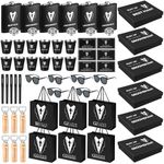 Layhit 54 Pcs Wedding Groomsmen Gifts Set, Groomsmen Proposal Gift Set, 6 Flask and 12 Stainless Steel Shot Glass 6 Bottle Opener 6 Pen 6 Sunglasses with 6 Card 6 Gift Box 6 Bag for Wedding Party