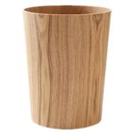 BISOZER Wood Trash Can, Round Stackable Wastebasket, Natural Wood Garbage Recycling Bin for Bathrooms, Powder Rooms, Kitchens, Home Offices (A-Light Wood)