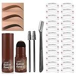 Eyebrow Stamp Stencil Kit, Waterproof Brow Stamp Shaping Kit, Makeup Tools with 24 Reusable Eyebrow Stencils, Eyebrow Brush and Trimmer (Dark Brown)