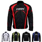 HWK Motorcycle Jacket Men's Riding Textile Racing Motorbike Hi-Vis Biker CE Armored Water Resistant Jackets (Red, XL)