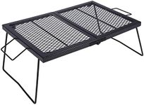 REDCAMP Folding Campfire Grill Heavy Duty Steel Grate, Portable Over Fire Camp Grill for Outdoor Open Flame Cooking Large