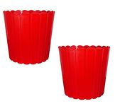 Amazon Brand - UMI Indoor and Outdoor Thai Fancy Unique Design Decorative Plastic Flower Pot for Gift Purpose/Home/Office/Garden Décor - Set of 2| Size:10 Inch(25.4cm), Red