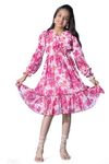 Fashion Dream Girl's Georgette Printed Calf Length Dress|Girls Dress|Printed Dress|Calf Length Dress|Kids Dresses(FDGFRK00406 PNK 40_Pink_13-14Yrs)