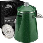 COLETTI Classic Enamel Percolator Coffee Pot (Green, 12 Cup) — The Original Camping Coffee Maker Made Modern — Essential for the Campsite Brewmaster