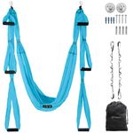 UpCircleSeven Aerial Yoga Swing Set - Ceiling Mount Accessories & eBook -Yoga Hammock/Sling Kit - Antigravity Ceiling Hanging Yoga Sling - Inversion Swing for Beginners & Kids (Blue)