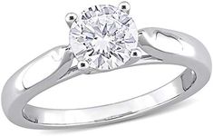 1 CT DEW Moissanite Solitaire Engagement Ring for Women - Sterling Silver Rings - Jewelry for Women - Anillo de Mujer - Perfect Engagement Gift - Round Cut Solitare - Moissanite Promise Rings (Size 5)