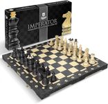 Wegiel Imperator 21-Inch Luxury Wooden Chess Set for Adults and Kids - Handcrafted from Premium Beech and Birch Wood - Unique Folding Design with Chess Piece Storage, Black