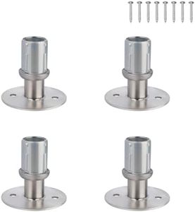 Phivan Adjustable Bullet Feet for 1-5/8" O.D. Tubing - Heavy Duty Table Leg Levelers with Round Flange Base, Stainless Steel for Industrial/Commercial Kitchens, Work Tables, Cabinets, Set of 4