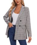 MINTLIMIT Womens Casual Blazer Plaid Blazers Jacket Longline Boyfriend Oversized Jackets Suit (Grey #B XL)