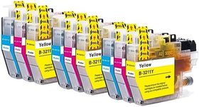 3 Go Inks C/M/Y Set of 3 Ink Cartridges to Replace Brother LC3211 C/M/Y Compatible/Non-OEM for Brother DCP and MFC Printers (9 Inks)