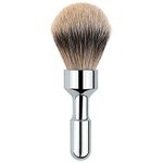 Merkur Futur Shaving Brush Polished Chrome Finish Silver Tip Badger Hair