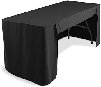 Lann's Linens Premium 6' Trade Show Table Cover - Open Back Fitted Tablecloth Black (TS-6FT-BLK_01)