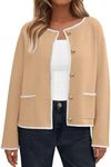 LILLUSORY Womens Cardigan Sweater Fall Outfits Clothes Fashion Trendy 2024 Jacket Blazer Lady Outerwear Button Down Lightweight Coat Khaki S