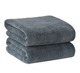 Yellow Weaves Super Soft Microfiber Hand Towels, Gym & Workout Towels 400 GSM, Pack of 2, Grey
