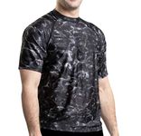 Aqua Design Men Loose Fit Rash Guard Surf Swim Sun Protection Clothing Rashguard Black Water XXX-Large