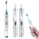 2Pcs Portable Travel Toothbrushes Kit Fold Travel Size Toothbrushes Built-in Travel Toothpaste Container,Orthodontic Toothbrush,Including 2 Cleaner Head Soft Bristles for Travel,Camping etc