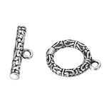 VALYRIA 1 Set 925 Sterling Silver Autique Silver Retro Toggle Clasp 15mmx12mm 17mmx5mm