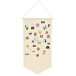 Wall Hanging Brooch Jewelry Storage Case Canvas Display Stand Enamel Pin Display Banner Holder Earrings Necklace Glitter Pin Collection Organizer (White)