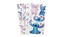 Stitch and Angel Official Licensed Disney Kids Room Wall Decals, Reusable Cartoon Character Playroom Sticker Decorations for Boys and Girls, Pink and Purple Decor and Gift Accessories | Paladone