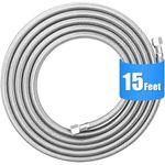 Refrigerator water line - 15 FT Premium Stainless Steel Braided Ice Maker Water Hose,Food grade PEX Inner Tube Fridge Water Line with 1/4" Fittings for Refrigerator Ice Maker