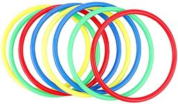 12 Pcs Plastic Ring Toss Game for Kids and Outdoor Toss Rings Fun Family and Friends Toss Yard Games for Speed and Agility Practice Games,Random Colors (4.7 inch)