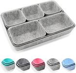 Newthinking Desk Drawer Organiser Trays, 8 Pack Square Organizer Box Stackable Dividers, Save Desk Space Dividers Box for Home Office Cosmetics Storage Boxes (Gray)