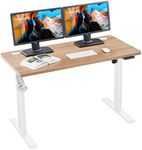 Soohow Standing Desk Electric Stand Up Desk Adjustable Height 48 * 24 Inch, Memory Preset Controller, Light Wood Tabletop (120 x 60 cm), White Frame for Home Office