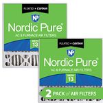 Nordic Pure 20x20x5 (4-3/8 Actual Depth) Honeywell Replacement MERV 13 Plus Carbon AC Furnace Air Filters, Box of 2