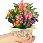 CNLITIHEKA Lily Pop Up Flower Bouquet Card 3D Pop Up Birthday Card Get Well Soon Cards Thank You Greeting Card for Christmas Congratulations Gifts Includes Envelop