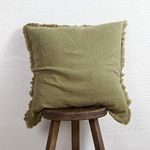 ATLINIA Linen Fringed Cushion Cover 20 x 20 Soft Linen Pillow Cover Decorative Throw Pillow Cover for Couch Sofa Bed and Outdoor Green Pillow Cover