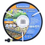 GRÜNTEK Porous Soaker Hose, Irrigation Line 15m with Connector 1/2", 12mm Inner Diameter, Drip Rate: 5L-10L per min.