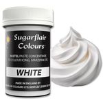 Sugarflair Pastel White Food Colouring Paste - Highly Concentrated Food Colouring for Use with Sugarpaste, Modelling Pastes, Fondant, Buttercream, Royal Icing, Cake Mixes and more - 25g