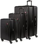 SwissGear 8018 Expandable Luggage Set Hardside Spinner Wheels, Black, 3-Piece Set (20/24/27)