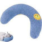 Hemore Cat Neck Pillow, U-Shaped Soft Plush Dog Calming Pillow, Washable Sleeping Improve Pet Pillows, Calming Pillow for Small Dogs Cats (Blue)