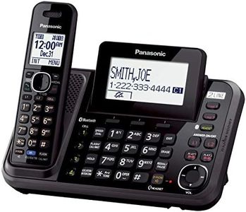 Panasonic 2-Line Cordless Phone System with 1 Handset - Answering Machine, Link2Cell, 3-Way Conference, Call Block, Long Range DECT 6.0, Bluetooth - KX-TG9541CB, Black
