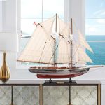 NAUTIMALL 26" Wooden Sailboat Model Sailing Yacht Bluenose Schooner Ship Scale Replica Nautical Home Decor Display Collection Watercraft (26")