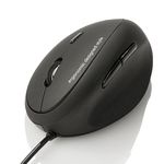 SANWA Wired Ergonomic Mouse, Optical Vertical Ergo Mouse for Small Medium Hands, 1000/1600 DPI, 5 Buttons, Reduce Wrist Strain, Compatible with Mac, PC, Windows, Laptop, Black