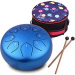 Musfunny Steel Tongue Drum for Kids: Handpan Drum Percussion Instruments 6 inch 8 Notes with Carry Bag and Music Book -Musical Drum for Musical Education Concert Meditation Yoga (Blue)