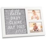 Felt Letter Board Baby Keepsake - Baby Picture Frame, Announcement Message Felt Board & Letterboard Letters, Gender Reveal Gifts, My First Year Picture Frame (Alpine White)