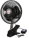 Zone Tech 12V Oscillating Portable Car Cooling Air Fan - Includes clamp and Screws for Easy Attachment to Either the Console or Dash