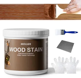 MOLLOR Wood Stain Water Based, Multiple Finishes Wood Oil for Indoor and Outdoor Furniture, Wood Paneling, Cabinets and More, Fast Drying, Low Odor (32oz, Teak with Tools)