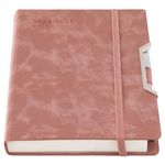 Academic Diary 2024-2025,Diary 2024-2025 Day Per Page, Hardcover Organized from July 2024 to June 2025, Agenda A5 Daily Monthly Planner with Monthly Tabs, Inner Pocket,Pen,Pen Loop,Stickers (Pink)