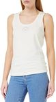 Emporio Armani Women's Tank Essential Studs Logo T-Shirt, Pale Cream, L