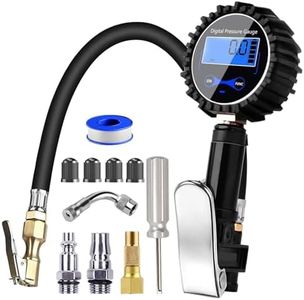 YUENTOEN Digital Tire Inflator with Pressure Gauge, 200 PSI Heavy Duty Air Chuck and Compressor Accessories with Rubber Hose and Quick Connect Coupler for Car Trucks Motorcycles Bicycles