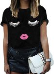 BLACKMYTH Women Summer Funny Print Short Sleeve Top Tee Graphic Cute T-Shirt Black XX-Large