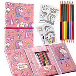 Unicorn Coloring Pads Kit for Girls, Unicorn Coloring Book with 60 Coloring Pages and 16 Colored Pencils for Drawing Painting, Back to School Travel Coloring Kit for Kids Girls Ages 3-12