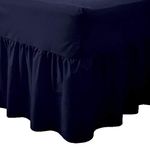 Comfy Nights Plain Dyed Polycotton Easy Care Valance Fitted Sheet In 19 Colors (Double, Navy Blue)