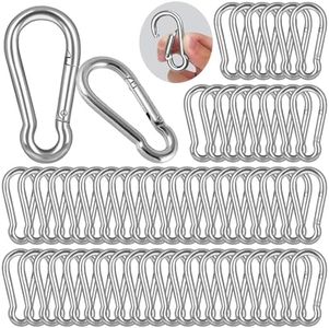 120PCS M5 Spring Snap Hook Carabiner, 2 Inch Small Carabiner Clip, 3/16" Heavy Duty Galvanized Steel Spring Clip, Quick Link Key Chain for Swing Hammock Gym Outdoor, 200LBS Holding Capacity