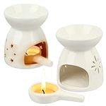 CENBEN 2 Pcs Ceramic Wax Melt Burners, White Assorted Wax Tarts Holder Ceramic Aroma Burners Wax Melt Holder, Ceramic Oil Burners Aromatherapy Candle Holder Candle Scented Diffuser for Home Bedroom